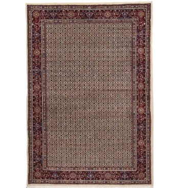 Handmade Beige Persian Birjand Wool Rug 983214